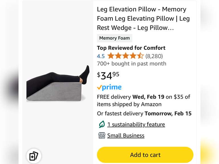 Memory Foam Leg Elevating Pillow