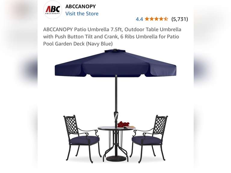 ABCCANOPY Patio Umbrella 7.5ft