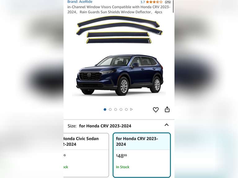 in-Channel Window Visors Compatible with Honda CRV 2023-2024