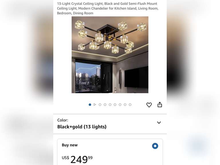 13-Light Crystal Ceiling Light