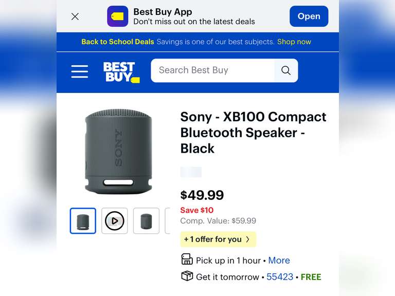 Sony - XB100 Compact Bluetooth Speaker - Black