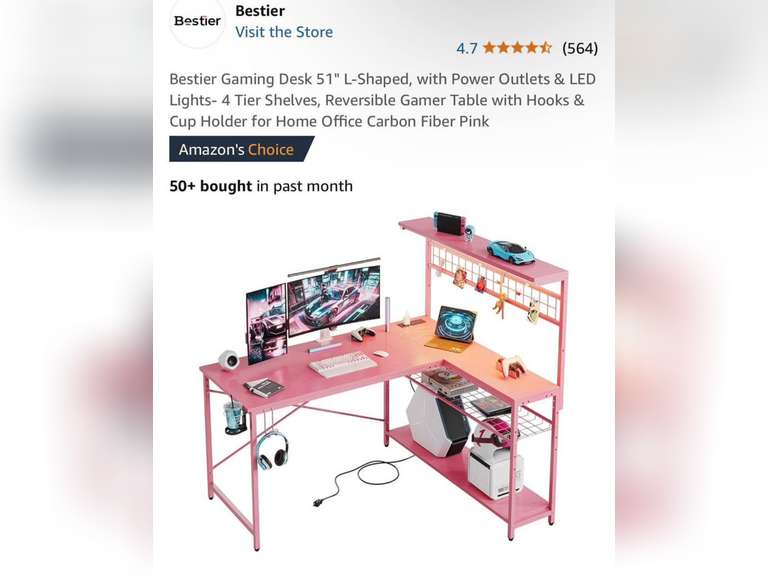 51” Carbon Pink L-Shaped Gaming