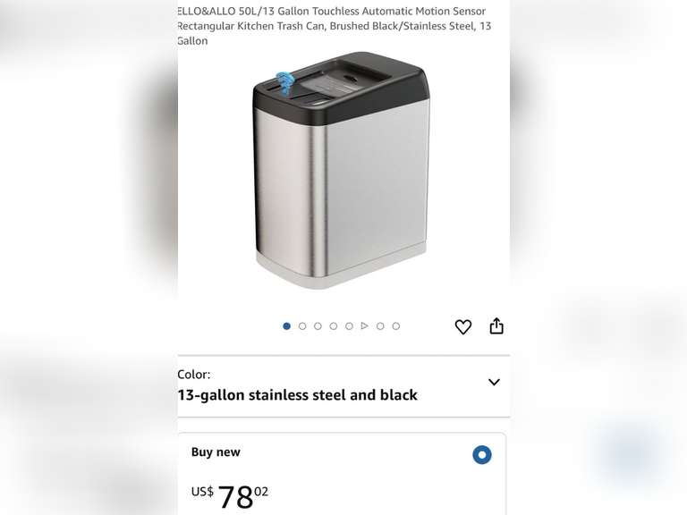 ELLO&ALLO 13 Gallon Kitchen Trash Can with Roll Up Lid, Automatic Touchless