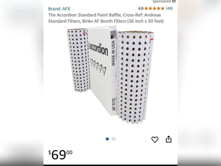 Brand New Accordion Standard Paint Baffle – 36” x 30’