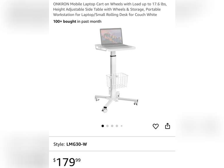 ONKRON Mobile Laptop Cart on Wheels