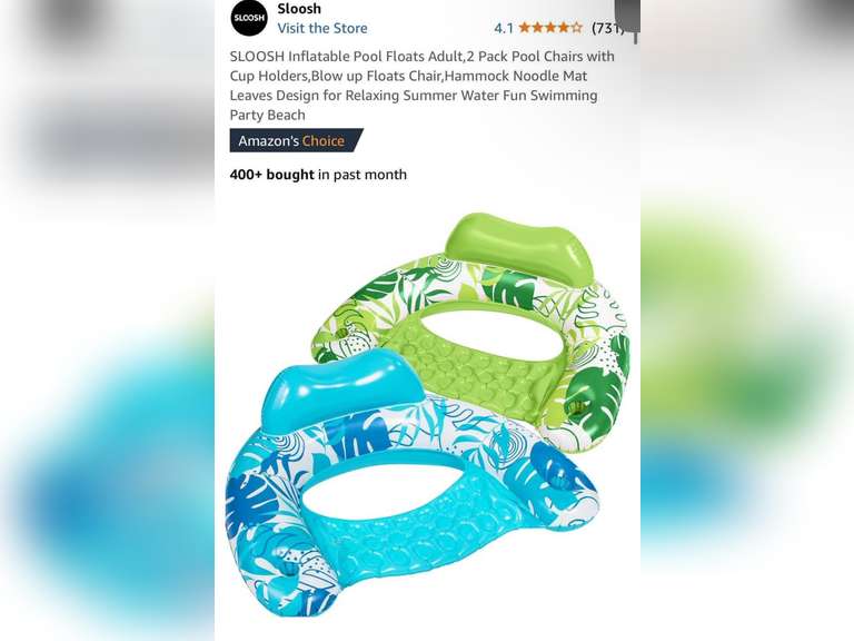 2-Pack of SLOOSH Inflatable Pool Chairs