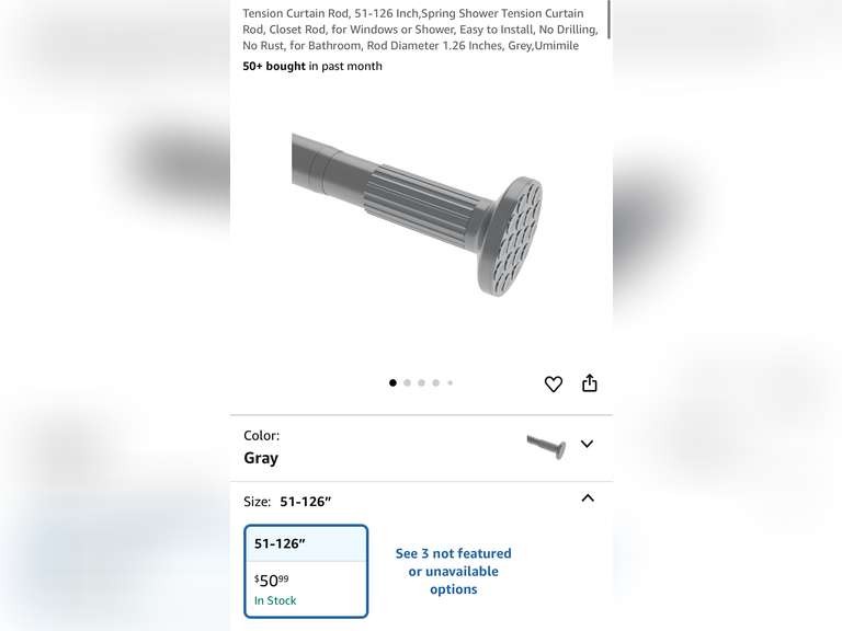 Tension Curtain Rod, 51-145 Inches