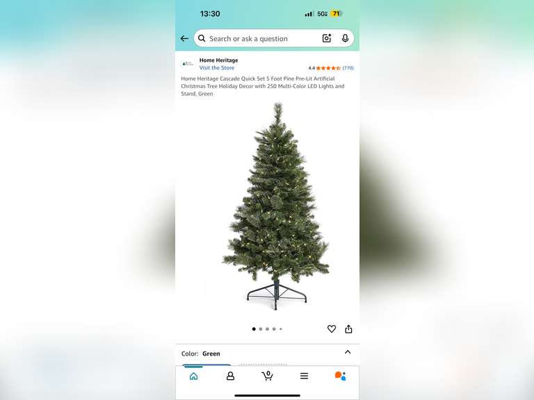 5 Foot Pine Pre-Lit Artificial Christmas Tree