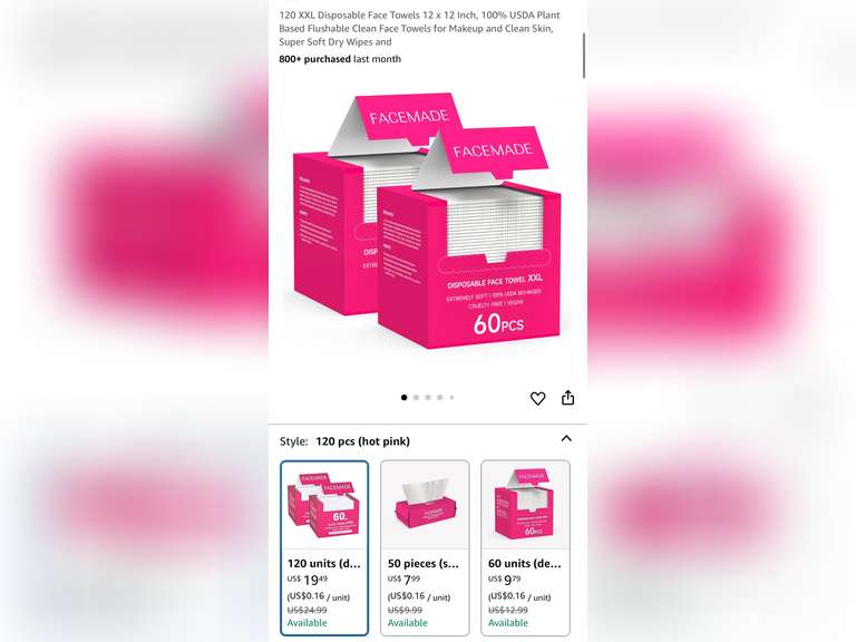 120 XXL Disposable Face Towels 12 x 12 Inch