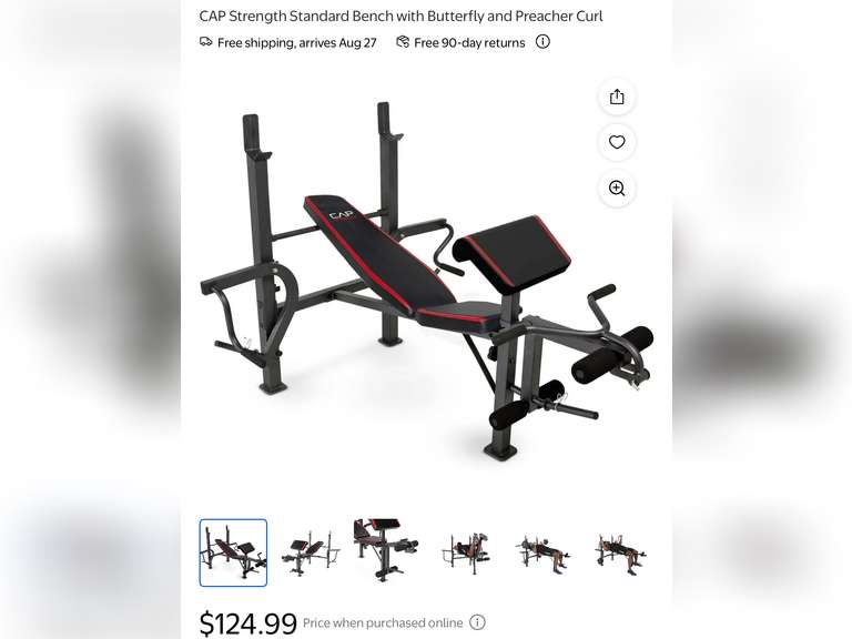 CAP Strength Standard Bench with Butterfly and Preacher Curl