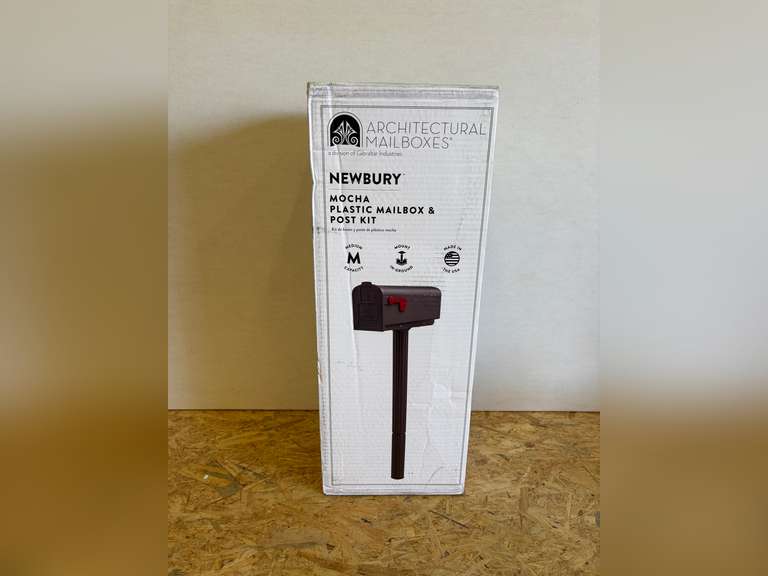 Architectural Mailboxes Newbury Plastic, Medium, Mailbox and Post Kit in Mocha