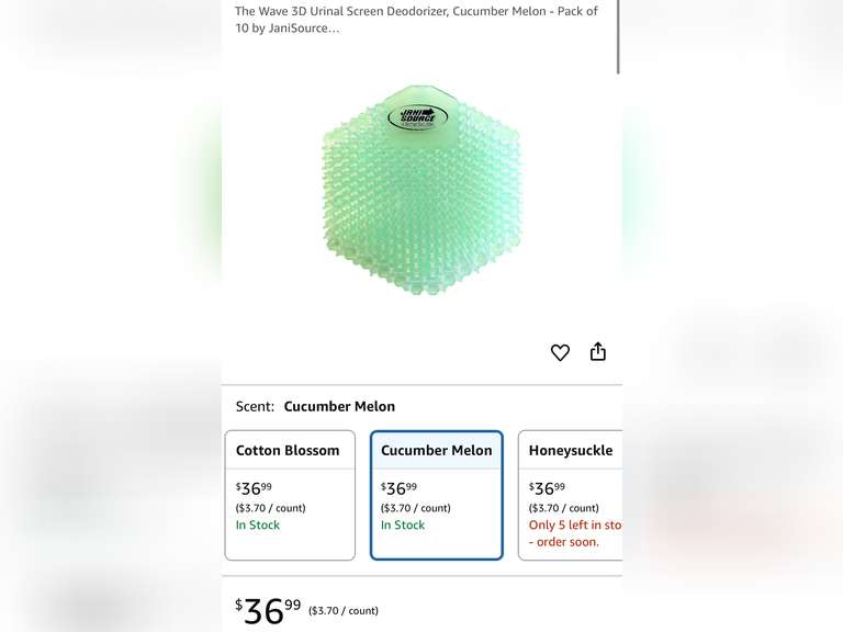 The Wave 3D Urinal Screen Deodorizer, Cucumber Melon - Pack of 10 by JaniSource…