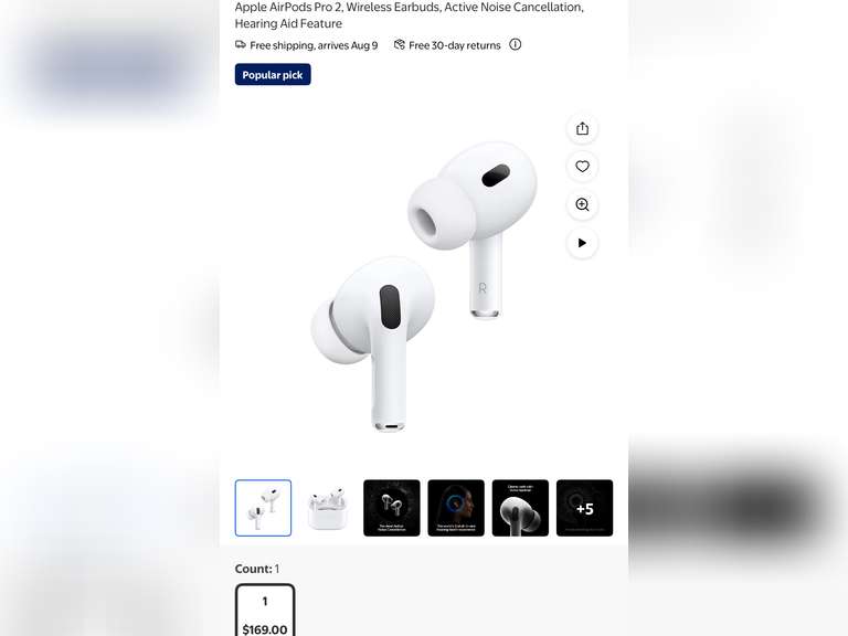 Apple AirPods Pro 2, Wireless Earbuds, Active Noise Cancellation