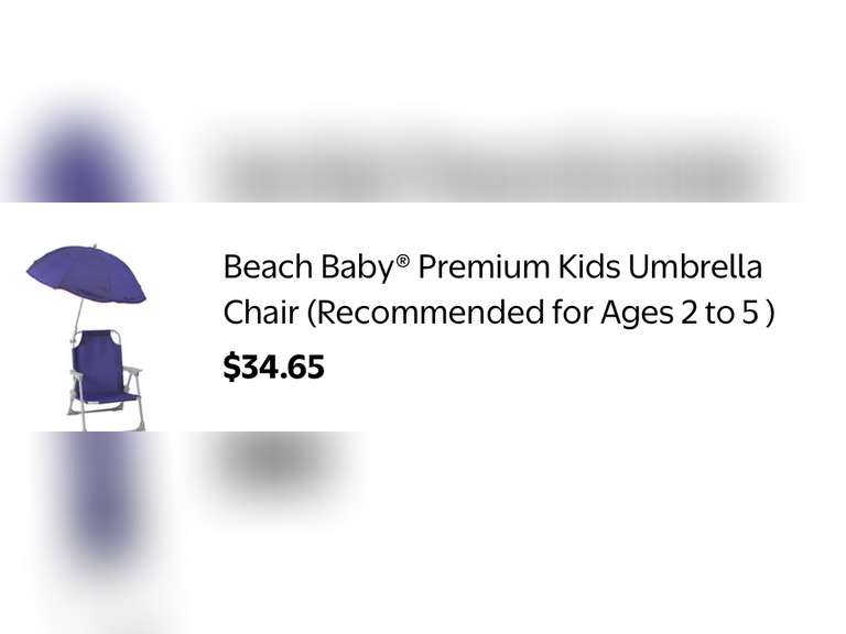 Beach Baby® Premium Kids Umbrella Chair (Recommended for Ages 2 to 5 ) Blue