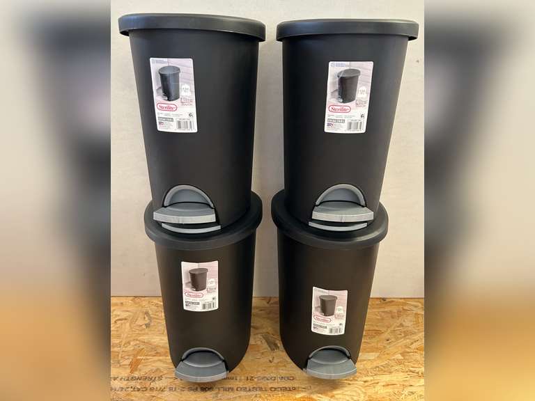 Sterilite 2.6 Gallon Ultra StepOn Wastebasket,Black SET OF 4