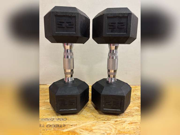 CAP Barbell, 25lb Coated Rubber Hex Dumbbell, Pair