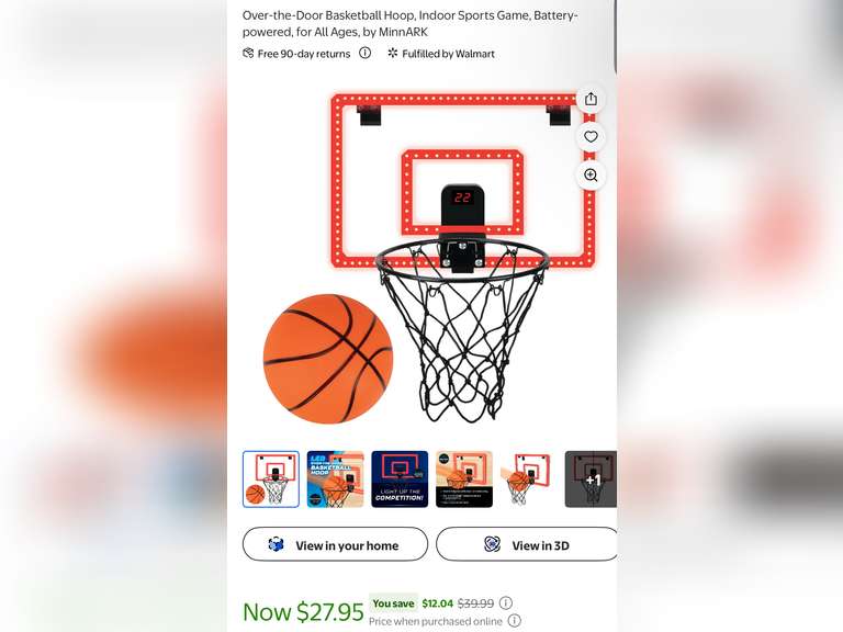 Over-the-Door Basketball Hoop, Indoor Sports Game