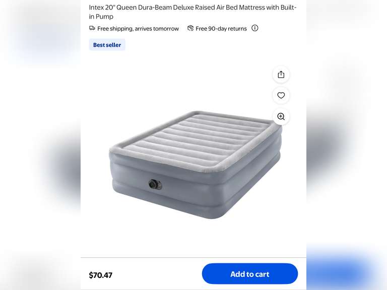 Intex 20" Queen Dura-Beam Deluxe Raised Air Bed Mattress with Built-in Pump