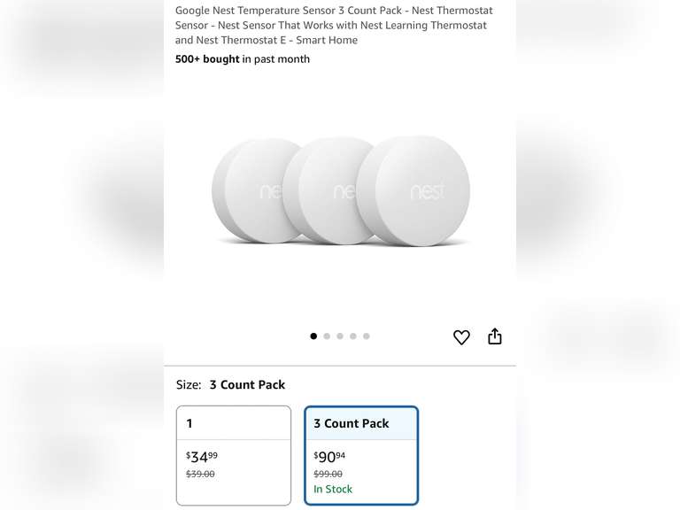 Google Nest Temperature Sensor 3 Count Pack