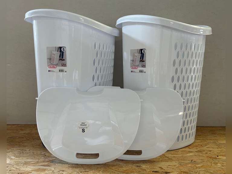 Sterilite Ultra Wheeled Hamper, White (Set of 2)