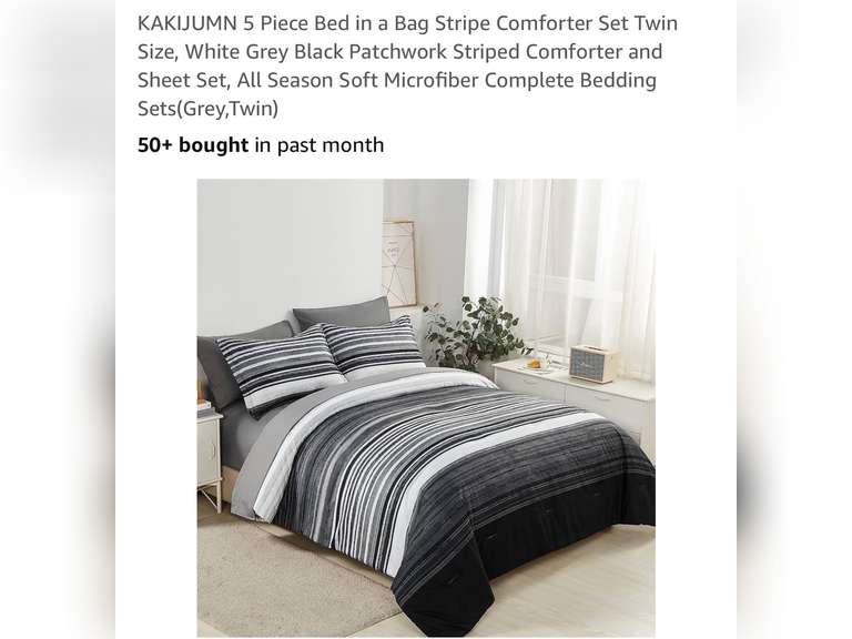 Piece Bed in a Bag Stripe Comforter Set Twin Size