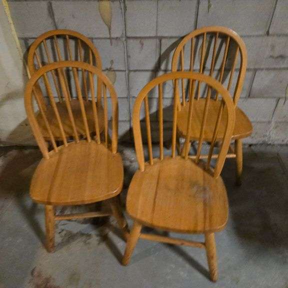 (4) Light Oak Fan Back Chairs
