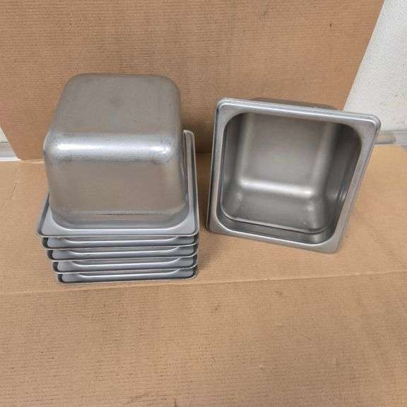 (6) Browne Sixth Size 4" Deep Stainless Steel Hotel Pans - Model # 22164 - NSF Approved