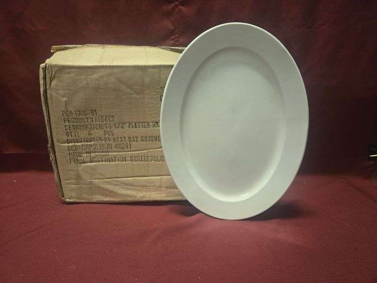 (12) New Next Day Gourmet 15-1/2" Oval Ceramic Platters - Model # 776413