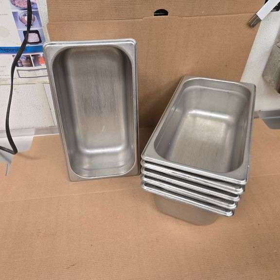 (6) Browne Third Size 4" Deep Stainless Steel Hotel Pans - Model # 22134 - NSF Approved