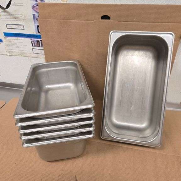 (6) Browne Third Size 4" Deep Stainless Steel Hotel Pans - Model # 22134 - NSF Approved