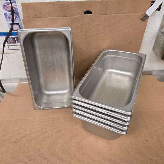 (6) Browne Third Size 4" Deep Stainless Steel Hotel Pans - Model # 22134 - NSF Approved