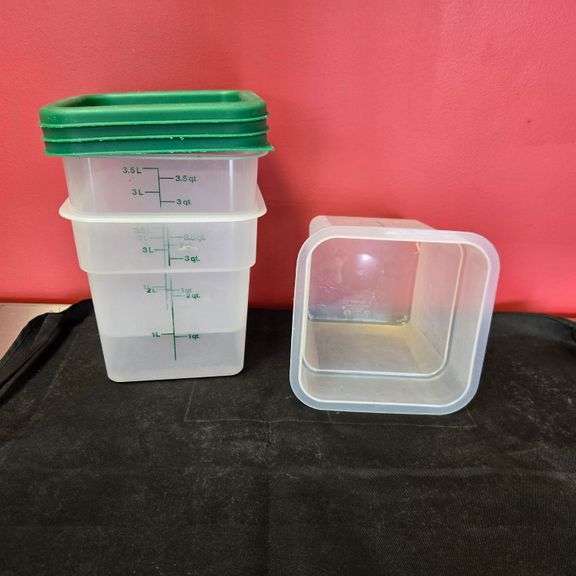 (3) Cambro 4qt Polycarbonate Storage Containers with Lids - Model # 4SFSPP - NSF Approved