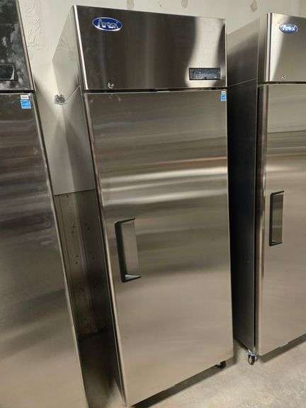 *COMES WITH FACTORY WARRENTY* - New Scratch and Dent Atosa 1 Door Freezer on Casters with Top Mount 