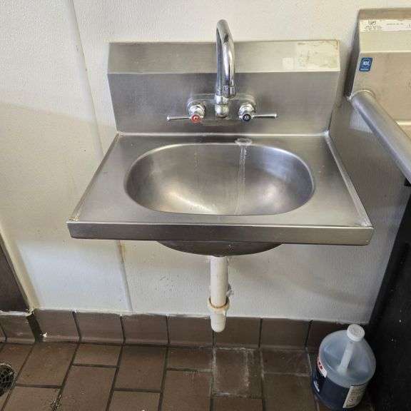 Stainless Steel Wall Mount Hand Sink with Faucet and Drain - 16" x 14.5"