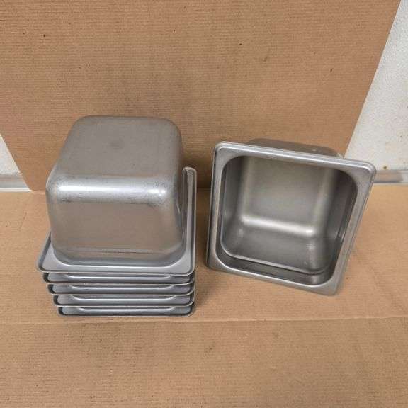 (6) Browne Sixth Size 4" Deep Stainless Steel Hotel Pans - Model # 22164 - NSF Approved
