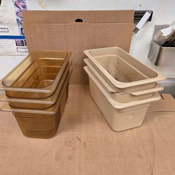 (6) Third Size 6" Deep Polycarbonate Food Pans - NSF Approved