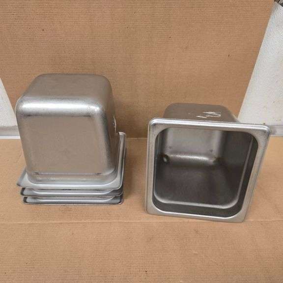 (4) Browne Sixth Size 6" Deep Stainless Steel Hotel Pans - Model # 22166 - NSF Approved