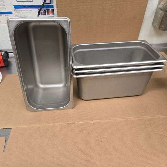 (4) Browne Third Size 6" Deep Stainless Steel Hotel Pans - Model # 22136 - NSF Approved
