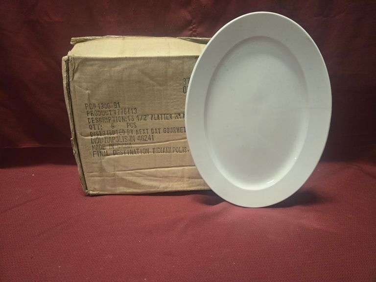 (12) New Next Day Gourmet 15-1/2" Oval Ceramic Platters - Model # 776413