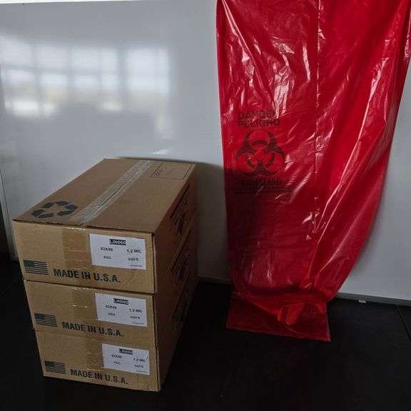 (3) New Boxes of High performance Liners Biohazard Bags - 43" x 49"