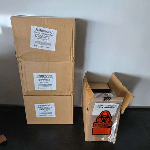 (3) New Boxes of Fisherbrand Biohazard Specimen Bags with 500 Bags per Box - Model # 01-800-05 - ...