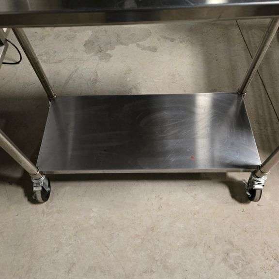 John Boos Stainless Steel Work Table on Casters with Stainless Legs and Under Shelf - 48" x 24" x...