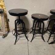 (2) Wood Topped Bar Stools with 5 Height Settings
