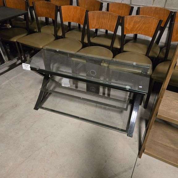 Glass Coffee Table with Metal Frame and 2 Under Shelves - 44" x 16.25" x 22"