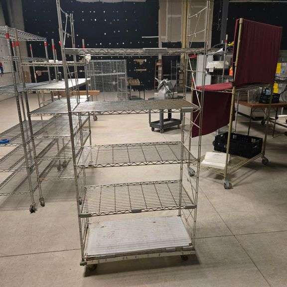 Erecta Style Five Tier Chrome Plated Shelving Unit on Casters - 36" x 18" x  77"