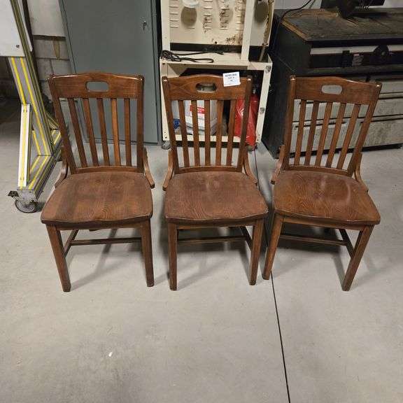 (3) Dark Oak Chairs - (Table Not Included)