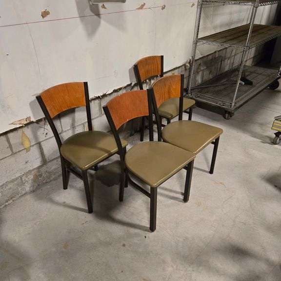 (4) Dining Room Chairs with Vinyl Seats and Wood Backs
