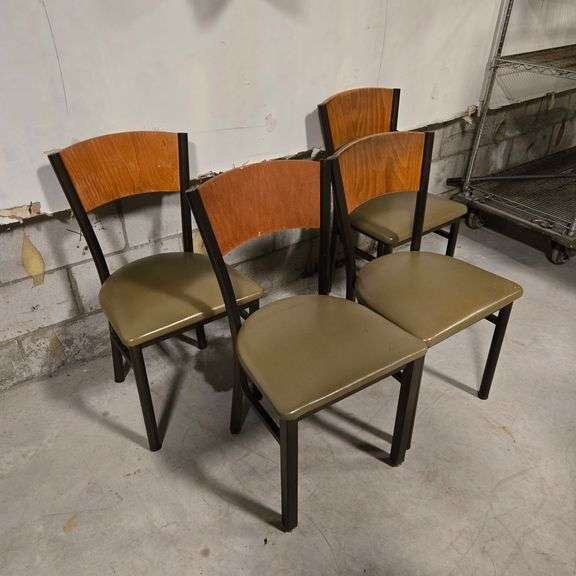 (4) Dining Room Chairs with Vinyl Seats and Wood Backs