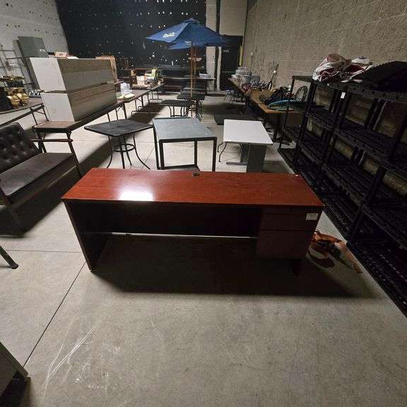 Particle Board Desk with 3 Drawers on Right - 72" x 20" x 30"