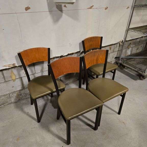 (4) Dining Room Chairs with Vinyl Seats and Wood Backs